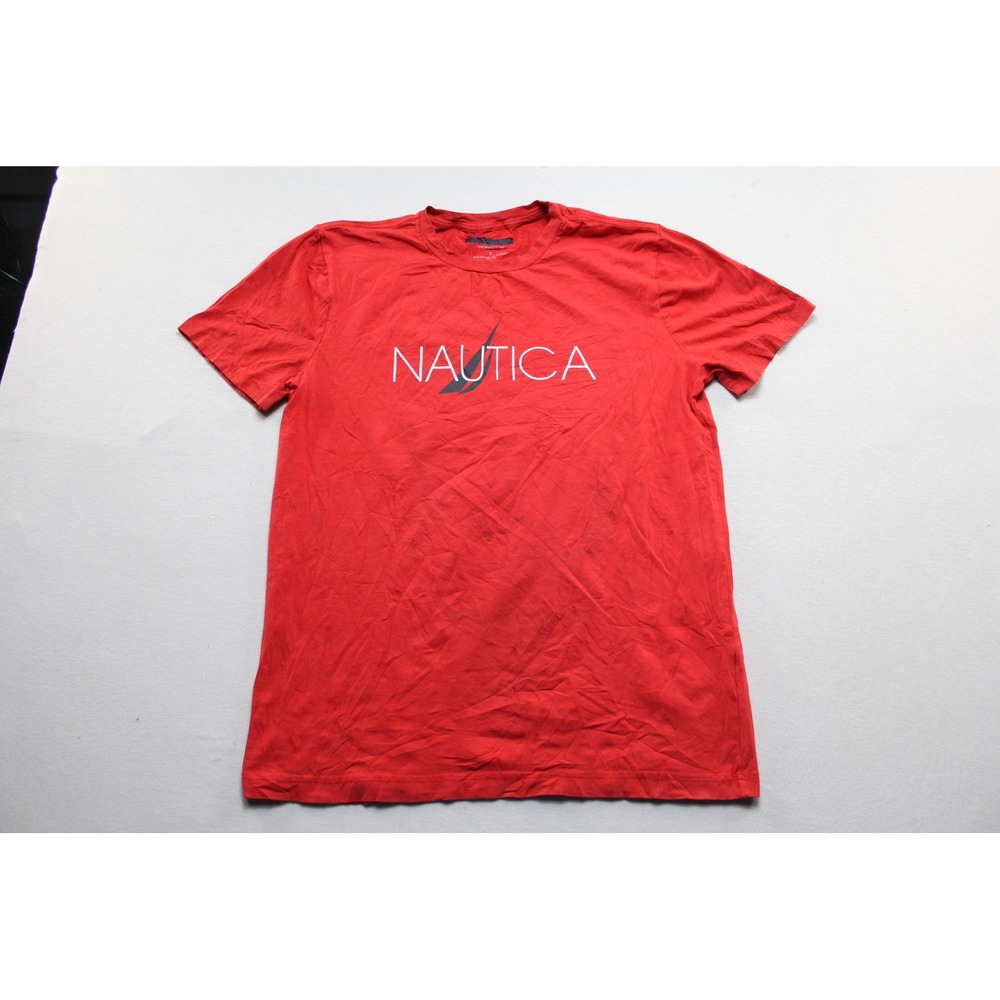 Nautica T-Shirt Mens Large Red Good Performance Logo Stretch Short Sleeve Tee
